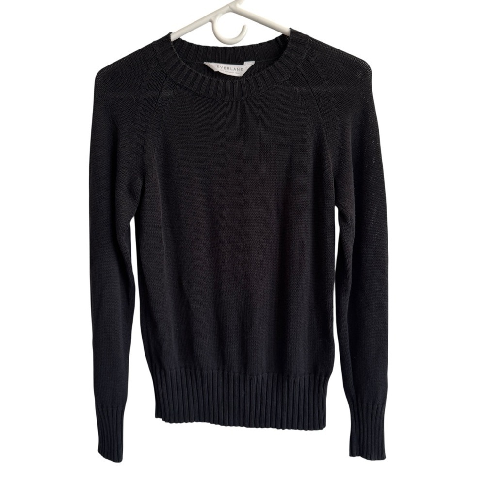Everlane Lightweight Black Crewneck Sweater, Cotton & Viscose, Size S